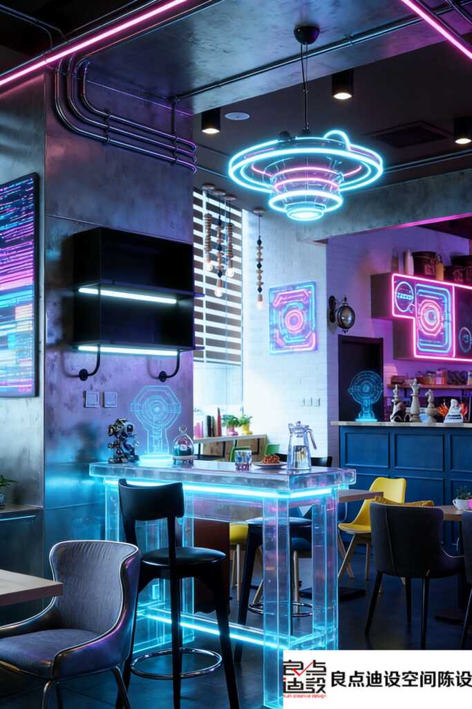 装修软装设计黑科技!这家赛博朋克咖啡馆的细节让我跪了…​